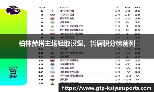 柏林赫塔主场轻取汉堡,暂居积分榜前列